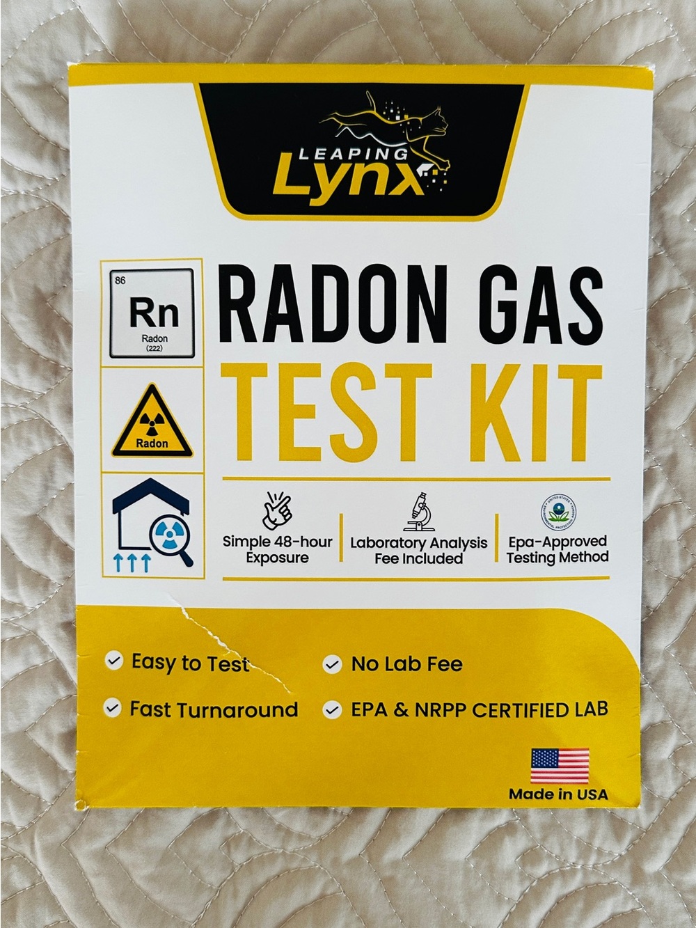 Leaping Lynx Radon Gas Test Kit New